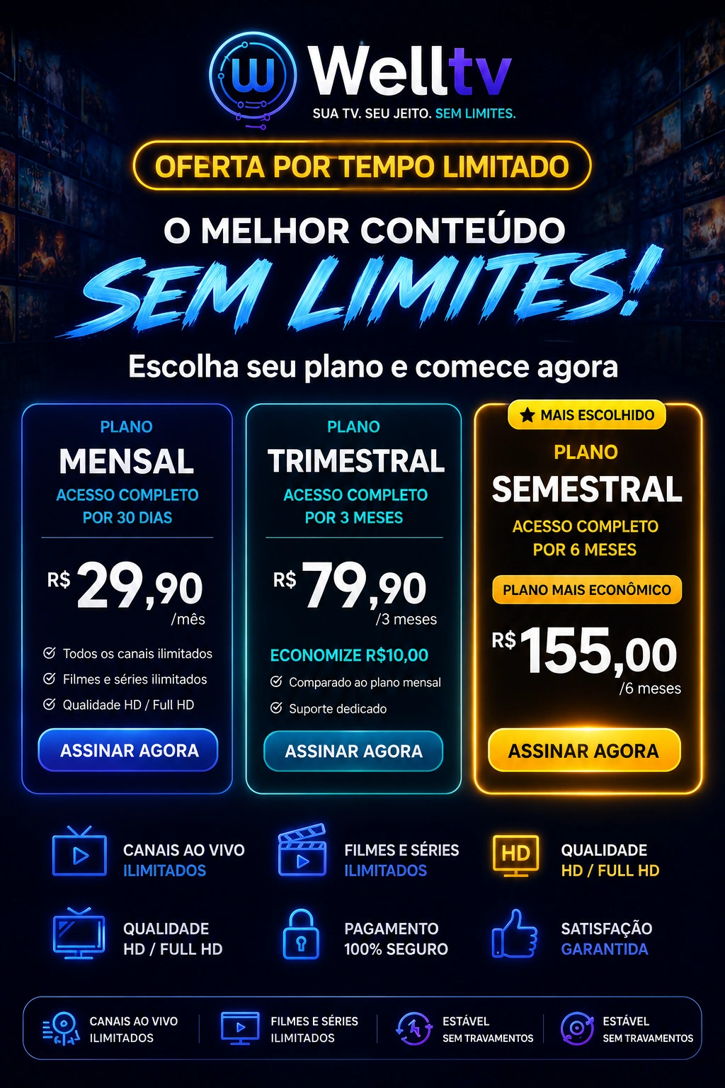 Oferta de planos WellTV